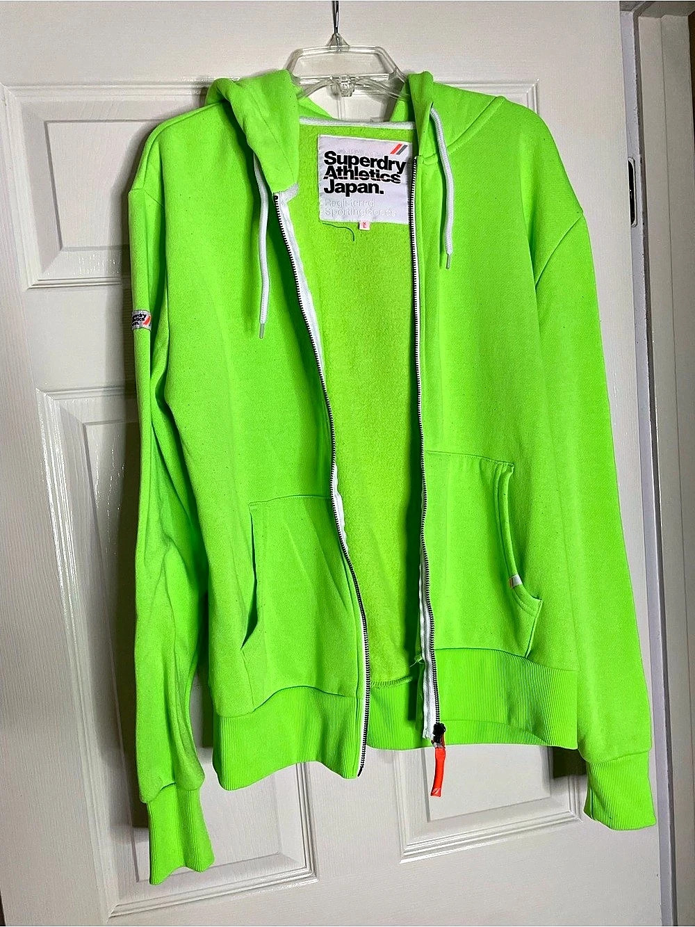 Mens SUPERDRY Vintage Logo Neon Zip Hoodie